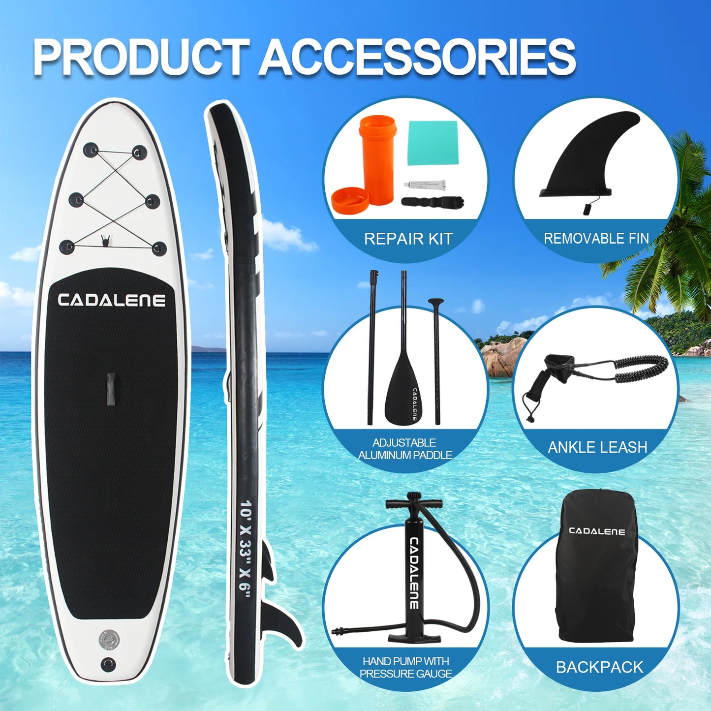 Cadalene 10ft Inflatable SUP Board With Anti Slip Deck