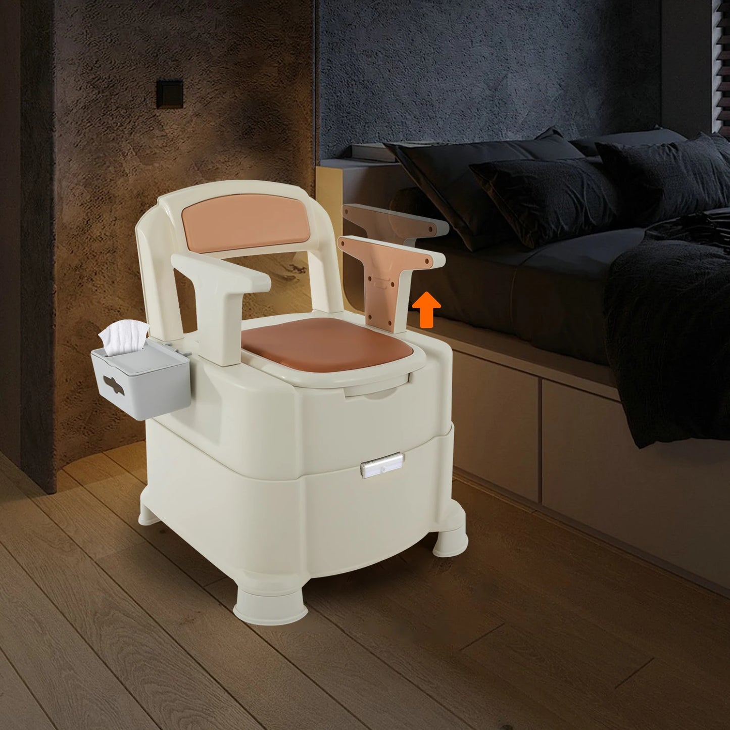 Toilet With Sensor Night Light,bedside Toilet With Maximum Load 200kg, Portable Toilet