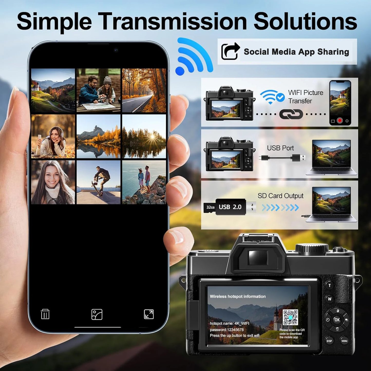 NBD 48MP 4K Digital Camera Camcorder 3 Inch Flip Screen