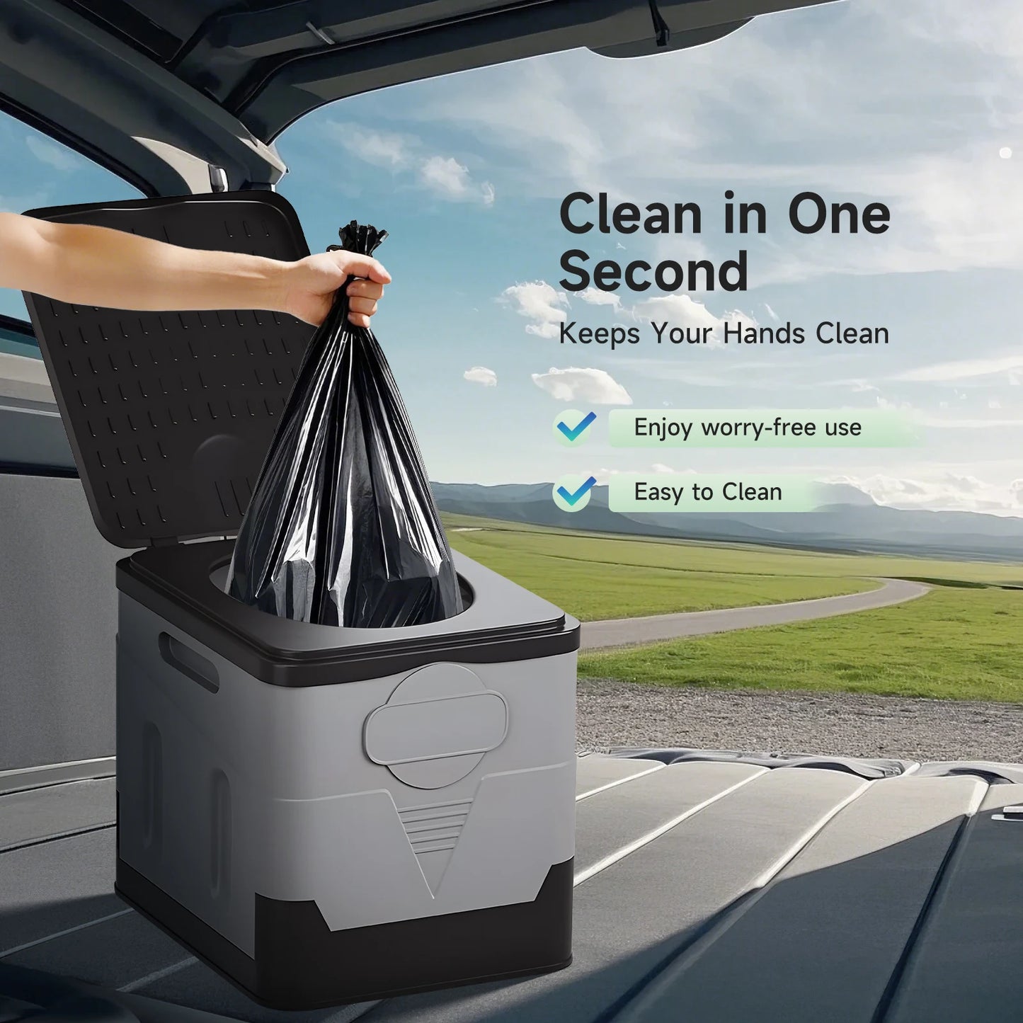 Camping Toilet, Portable Toilet for Adults, Portable Travel Folding Toilet with Lid and Paper Holder, Compact Potty for Car, Cam