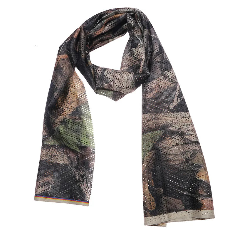 Large Camouflage Scarf Sniper Hunter Mesh Face Scarf Men Riding Cycling Veil Camping Hunting Fishing Hiking Scarves