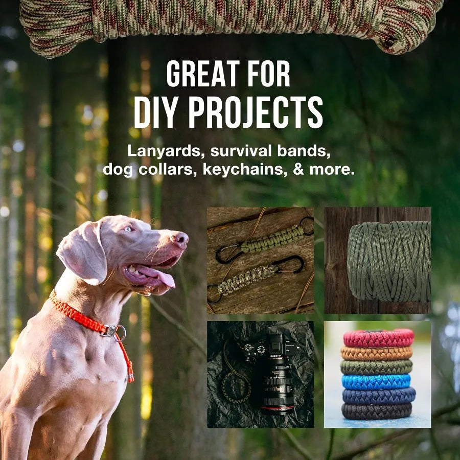 Mossy Oak Paracord Rope 750 with 11 Inner Strands Durable Survival Gear for Camping Hunting Fishing and Hiking Adventures 4mm H