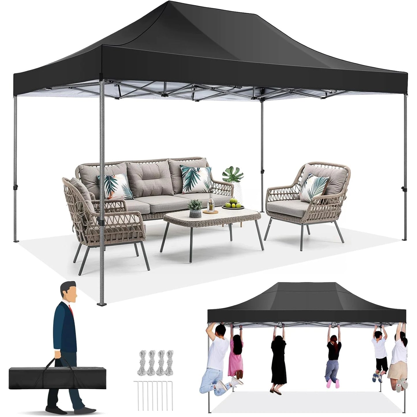 10 By 15 Commercial Pop Up Canopy Heavy Duty Waterproof