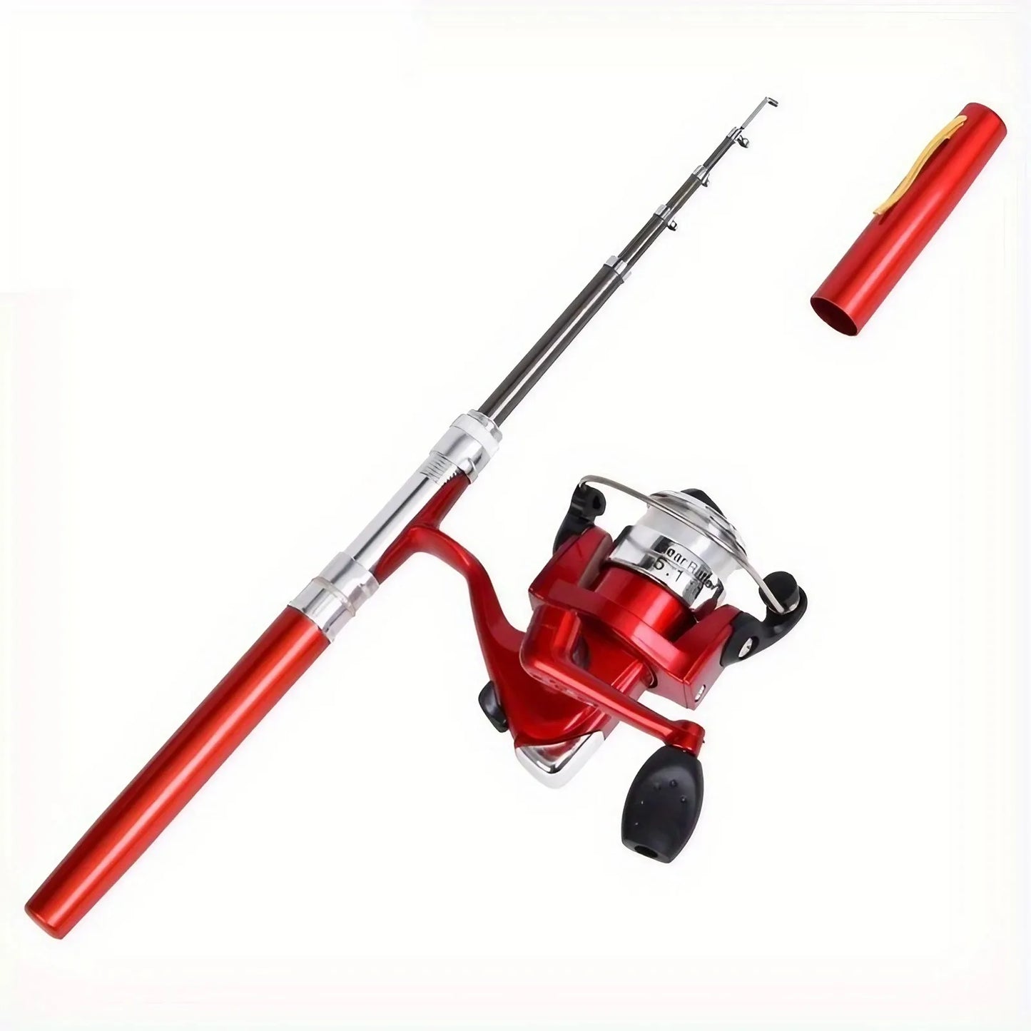 Fishing Set (1 Rod + 1 Wheel) - Pen Shape, Equipped with Spinning Wheel, Mini Portable Fishing Rod