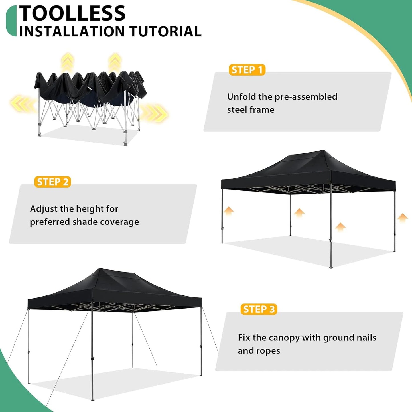 10 By 15 Commercial Pop Up Canopy Heavy Duty Waterproof