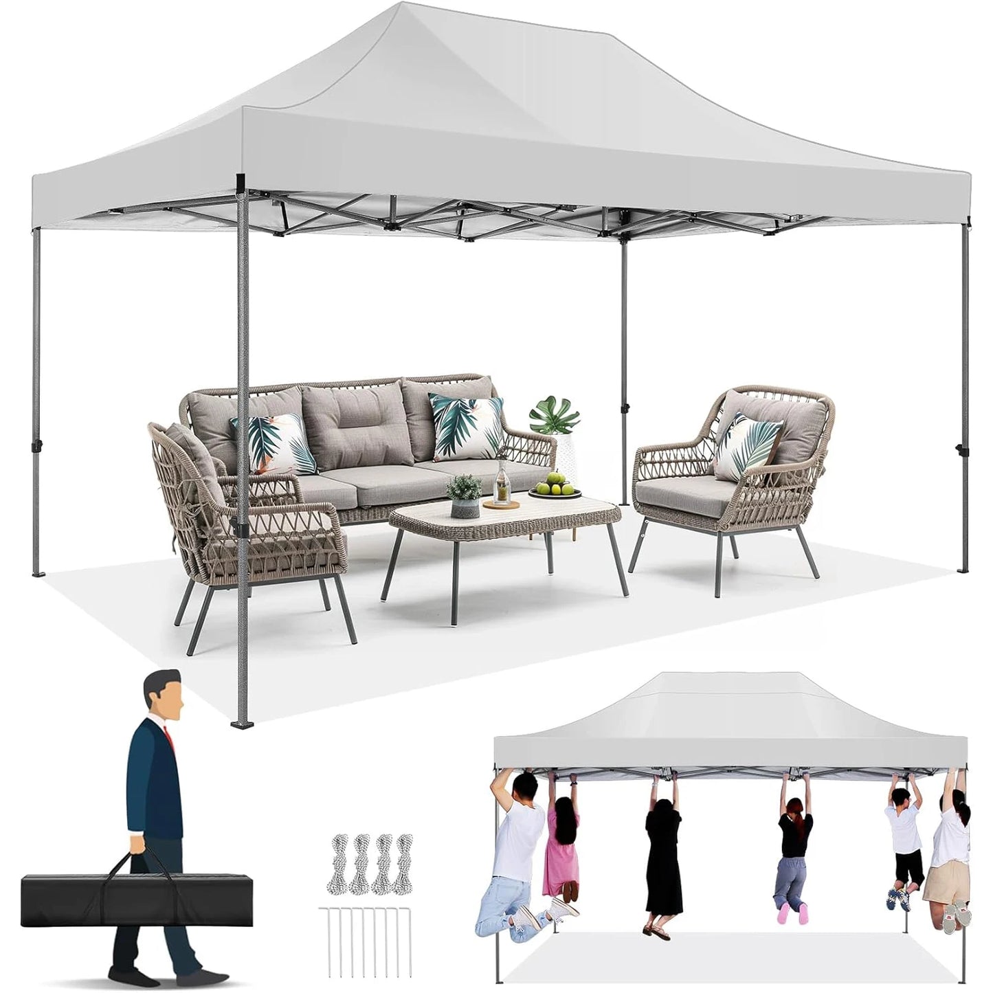10 By 15 Commercial Pop Up Canopy Heavy Duty Waterproof