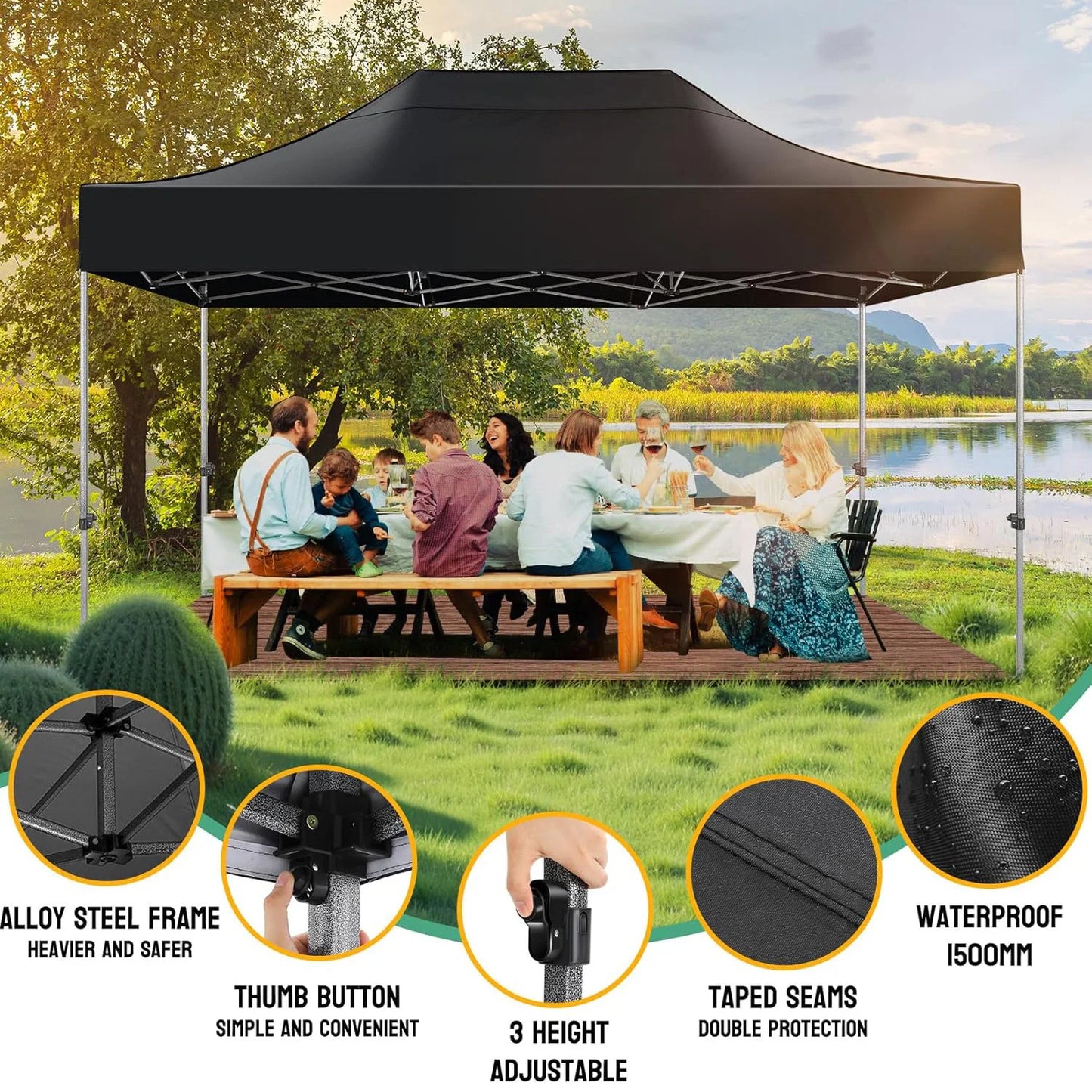 10 By 15 Commercial Pop Up Canopy Heavy Duty Waterproof