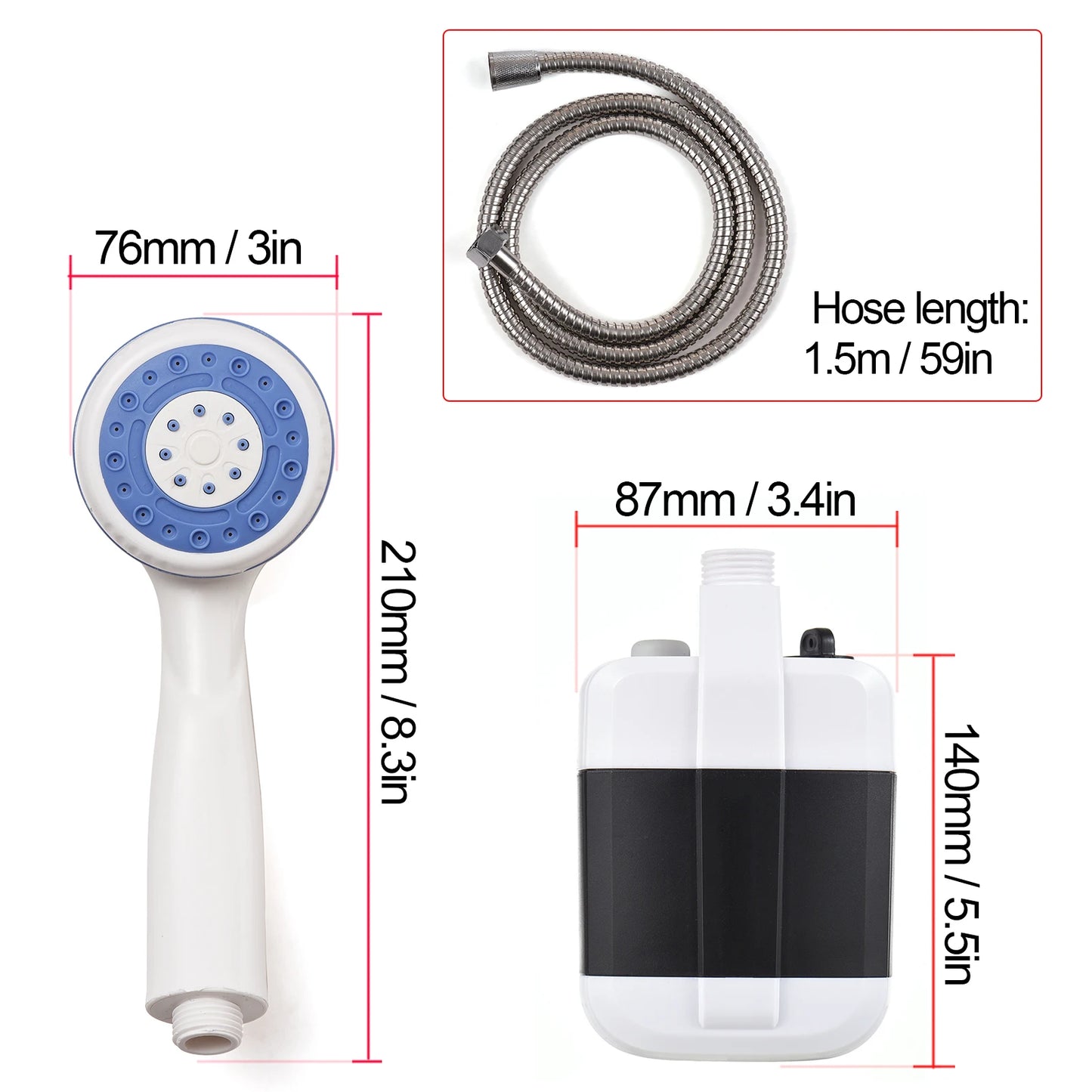 Electric Shower Pump Camping Shower USB Rechargeable Outdoor