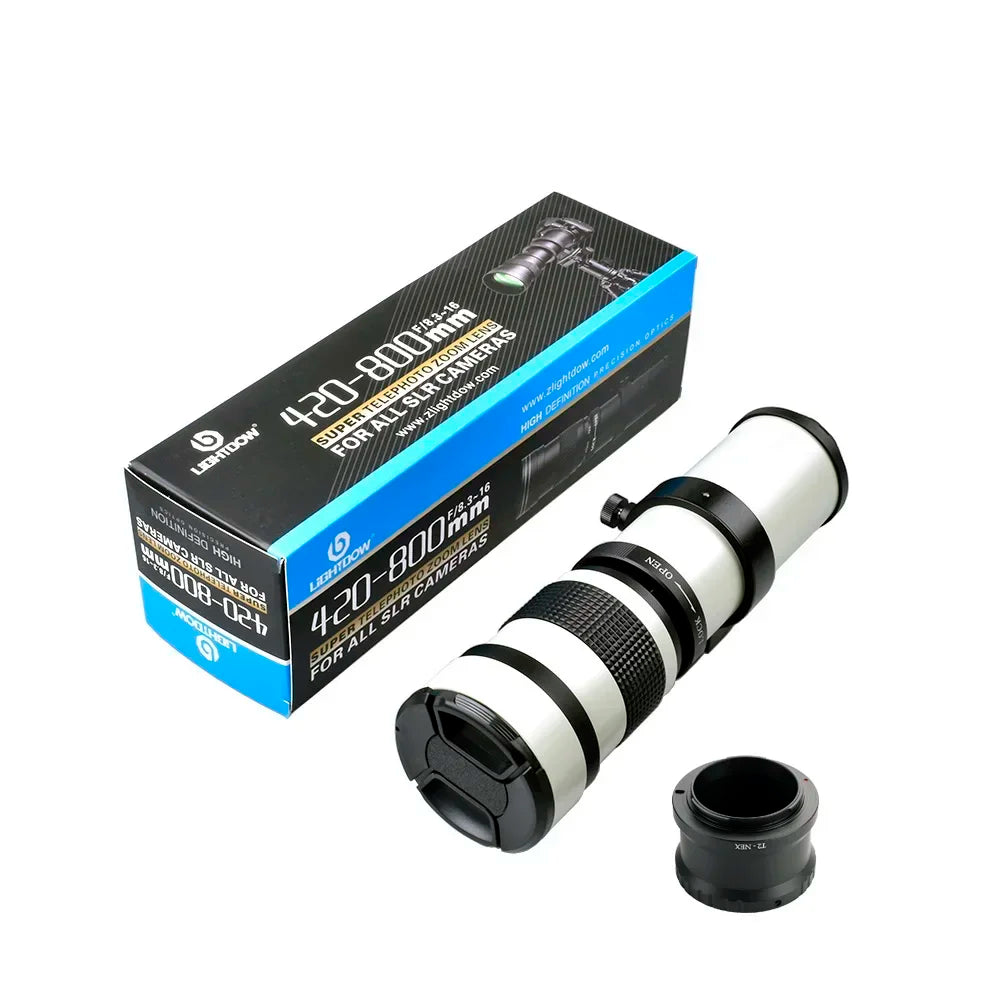 Lightdow 420-800mm F8.3-16 Super Telephoto Manual Zoom Lens with T2 Ring Adapter for Canon Nikon Sony RU USA ES Shipping