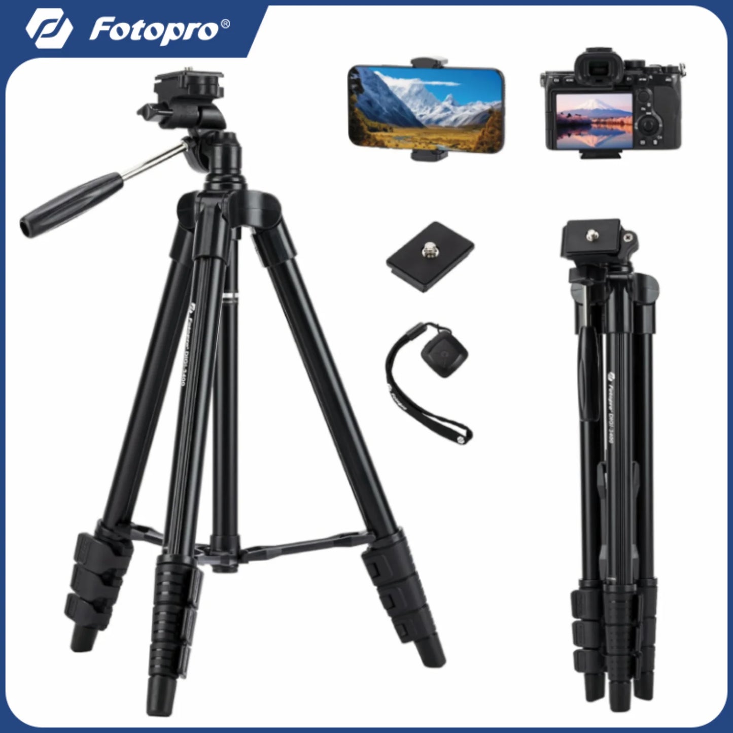 Fotopro Digi 3400 Phone Tripod 48 Inch With Wireless Remote