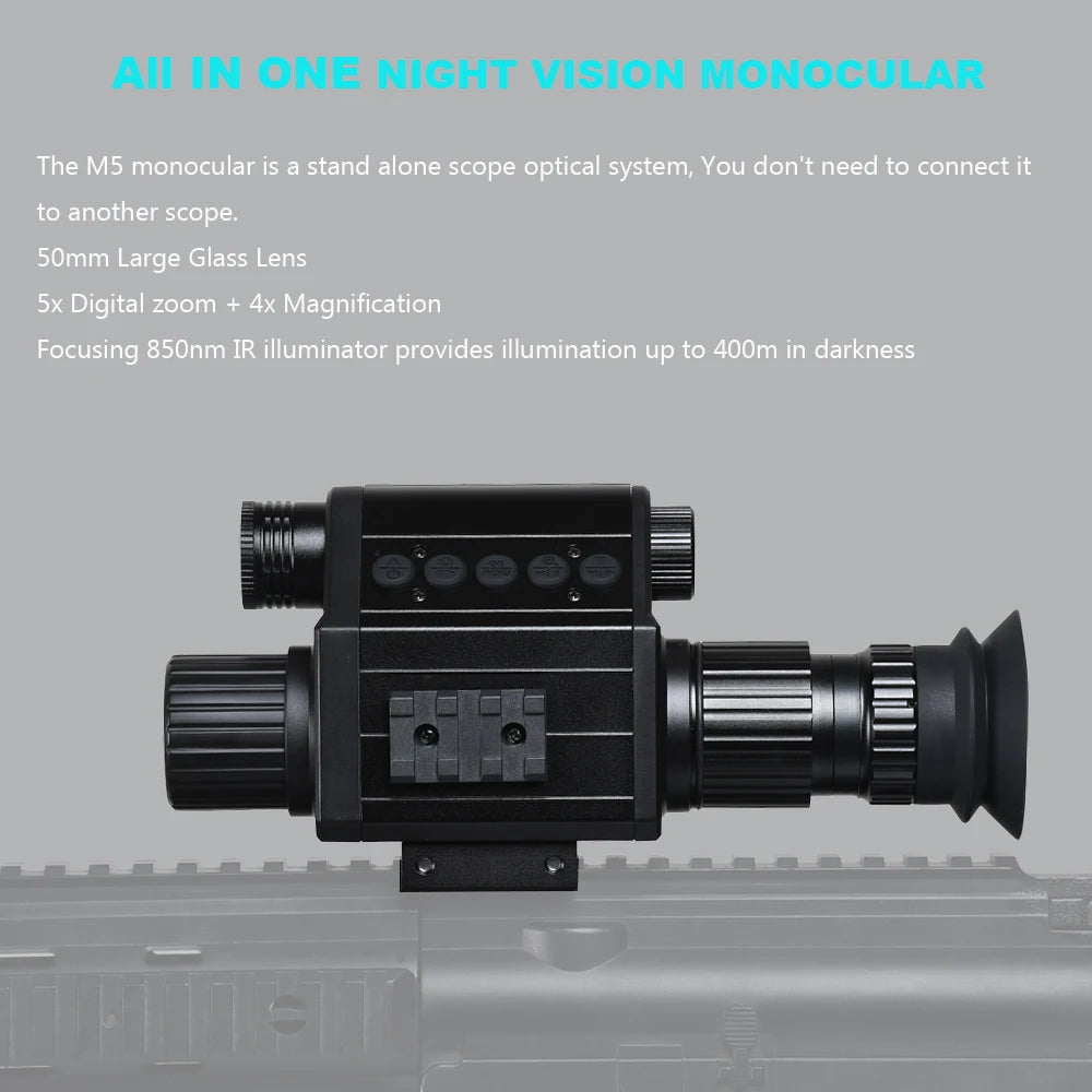 Digital Night Vision Riflescope 940nm IR Scope 5X Zoom HD