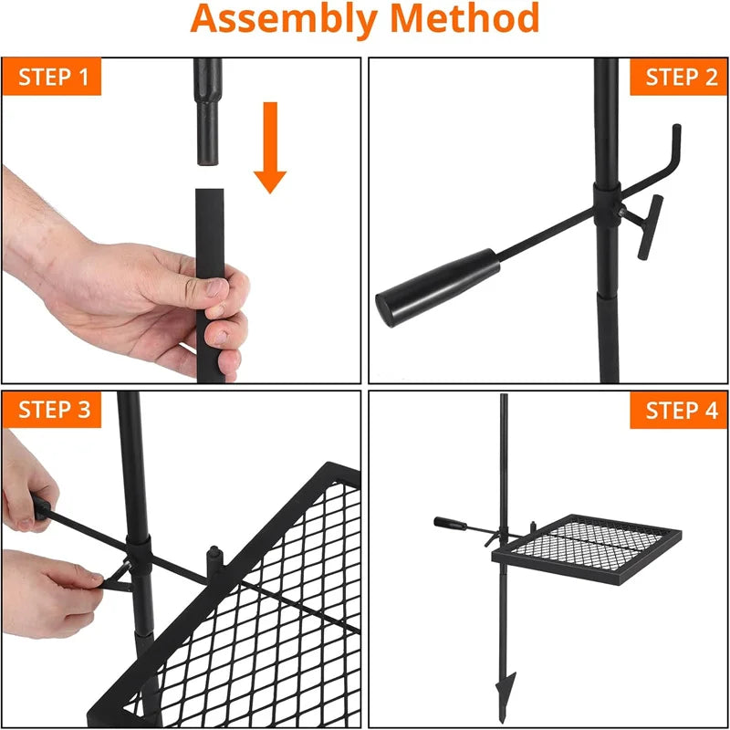 Swivel Campfire Grill Grate, Heavy Duty Stainless Steel Grate, Campfire Grill Grate, Portable Camping Essentials