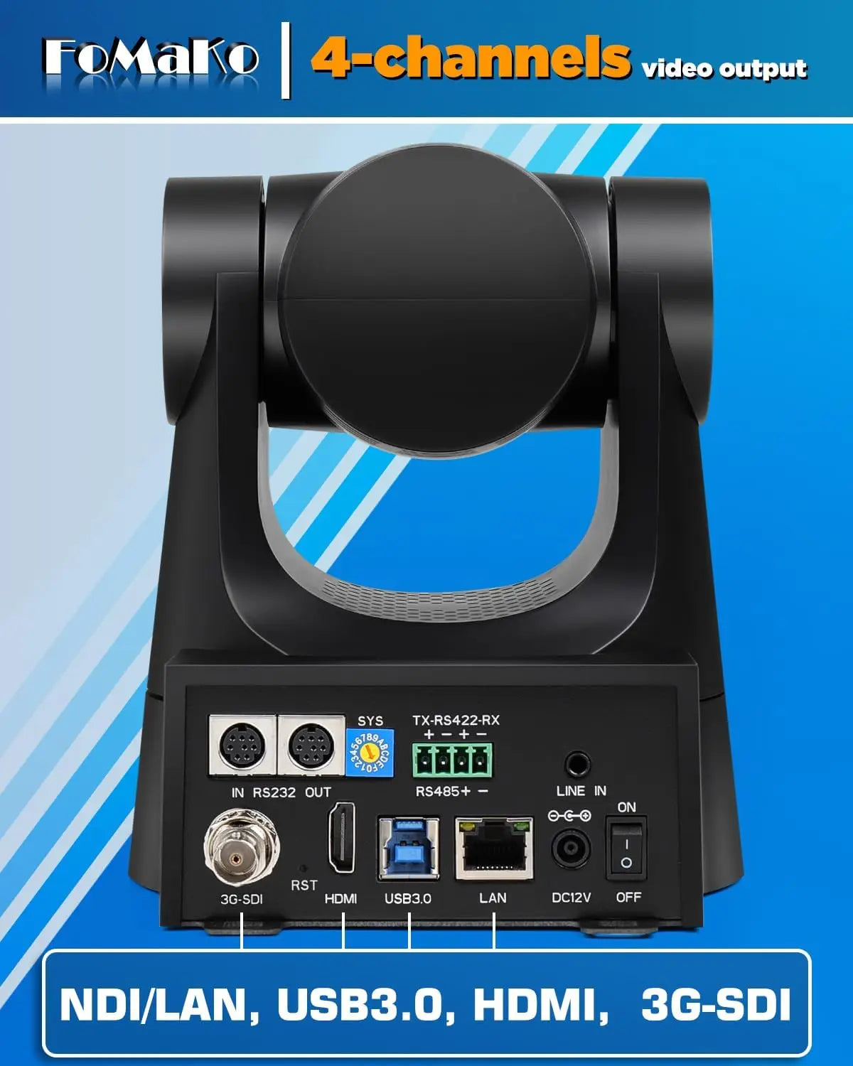 FoMaKo NDI PTZ Camera 30X Optical Zoom AI AutoTrack Gen 3