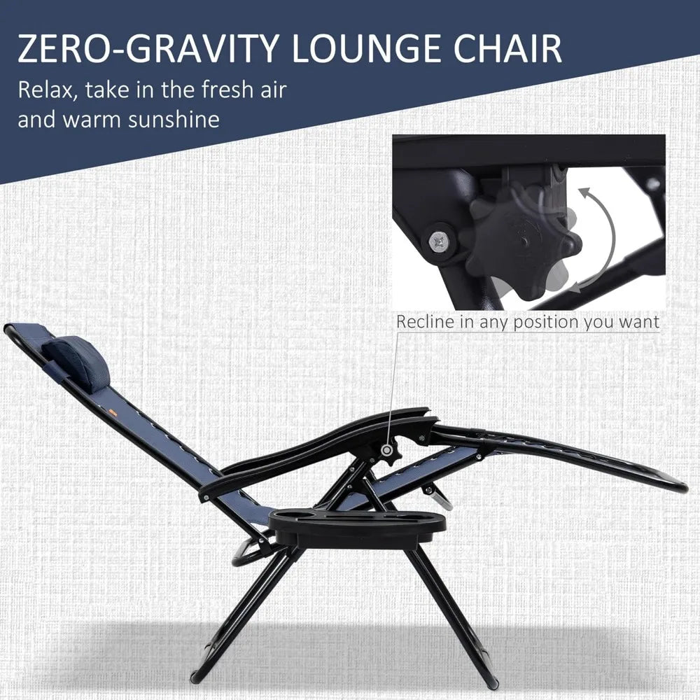 Zero Gravity Chair Set With Side Table Folding Recliner
