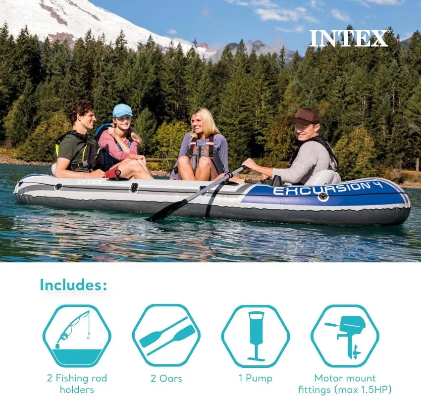 Intex Excursion Inflatable Boat Deluxe 54 Inch Oars Pump