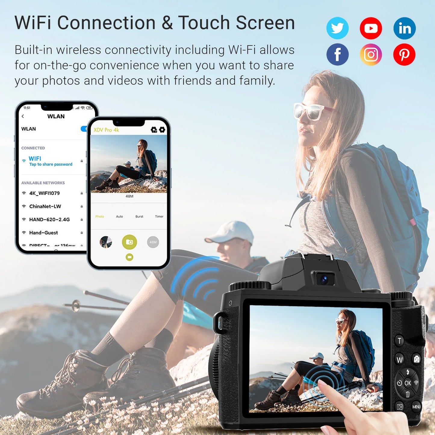 Gavonde 4K 64MP WiFi Vlogging Camera With Touch Screen