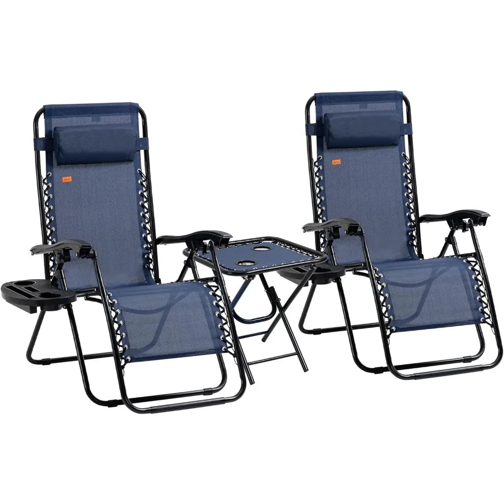 Zero Gravity Chair Set With Side Table Folding Recliner
