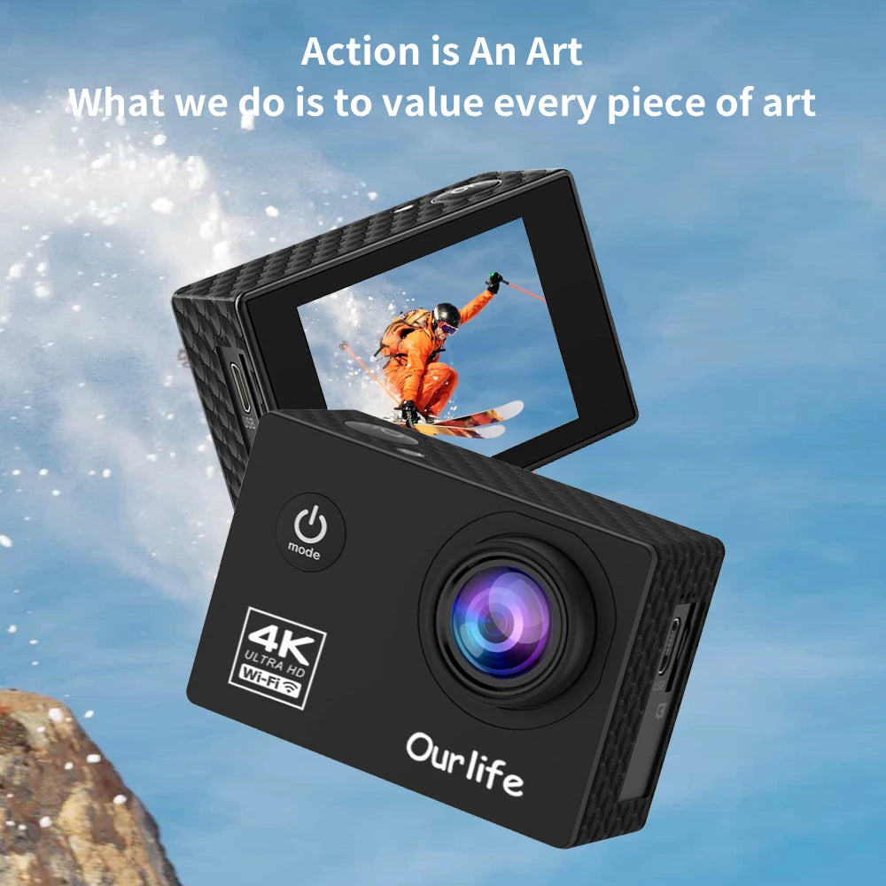Action Camera Ultra HD 4K 30FPS 16MP Waterproof 30M WiFi