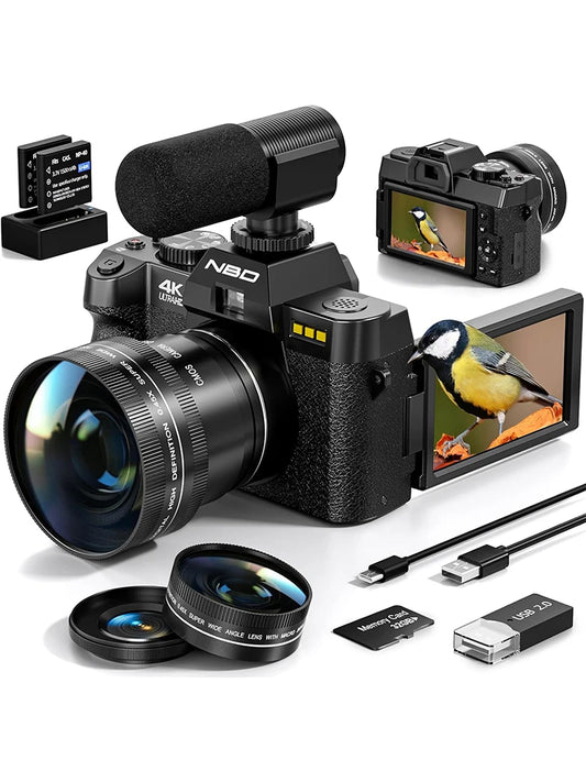 NBD 48MP 4K Digital Camera Camcorder 3 Inch Flip Screen