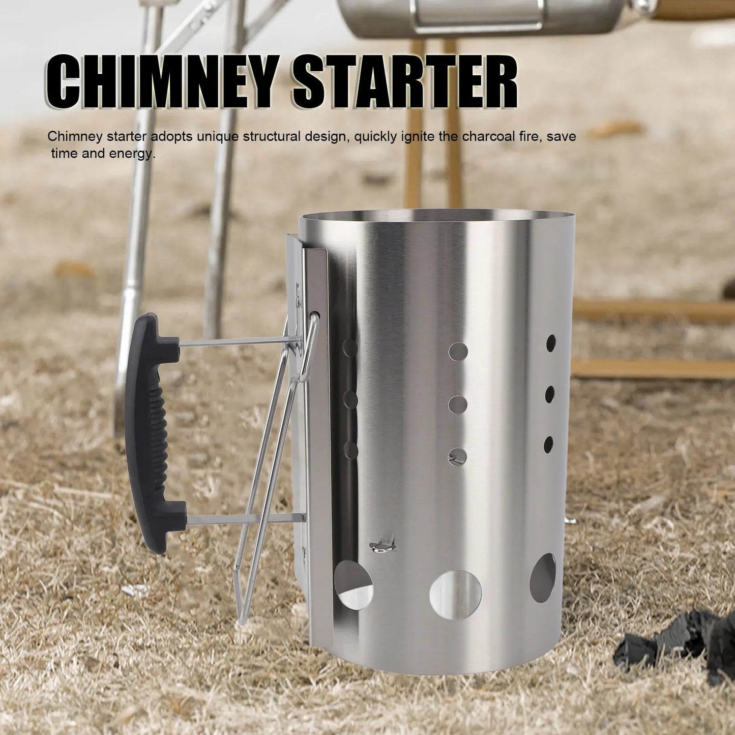 Stainless Steel Chimney Starter Portable Charcoal Barbecue
