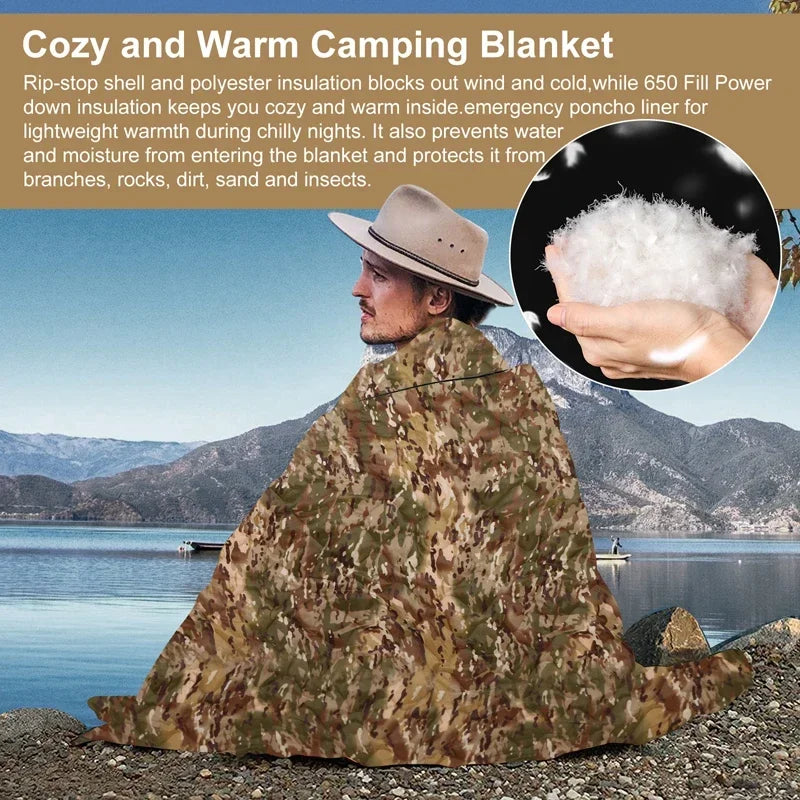 Tactical Poncho Liner Camouflage Water Repellent Blanket