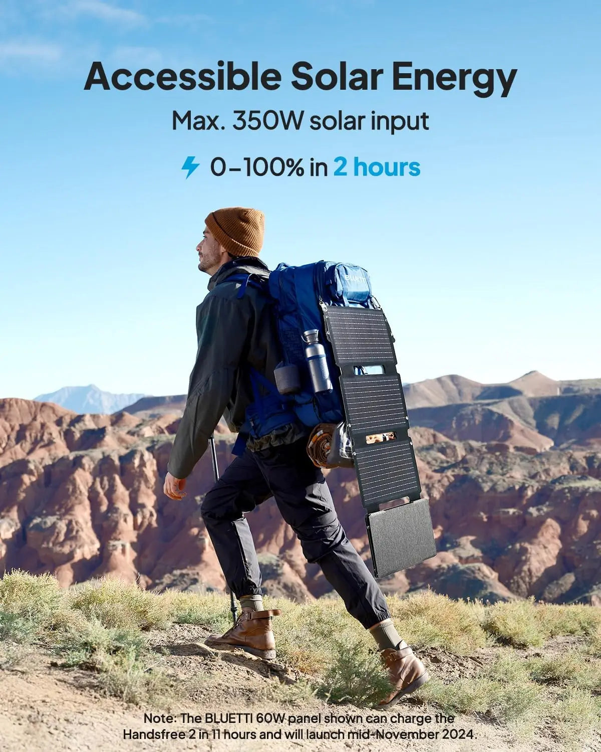 [US Plug] BLUETTI Handsfree 2 Solar Backpack Power Station, 512Wh 700W LiFePO4 Solar Generator, For Hiking, Photography, Travel
