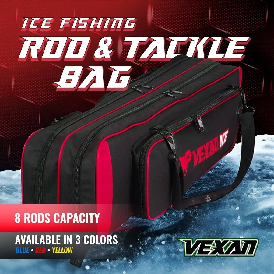 WaterResistant Ice Fishing Rod Case for Portable Storage and Travel Fits 8 Rods TipUps and Lures Ideal for Outdoor Winter Fishi