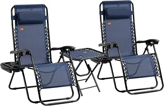 Zero Gravity Chair Set With Side Table Folding Recliner