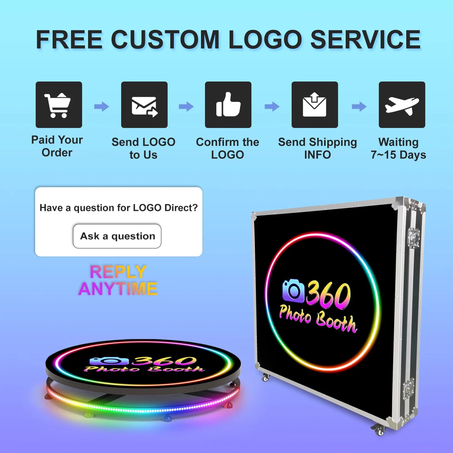 Automatic 360 Photo Booth Machine Degree Camera Video Spinner with RGB Ring Light Flight Case 360 Spin Camera Booth for Parties