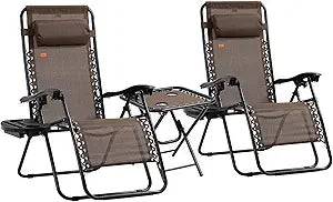 Zero Gravity Chair Set With Side Table Folding Recliner