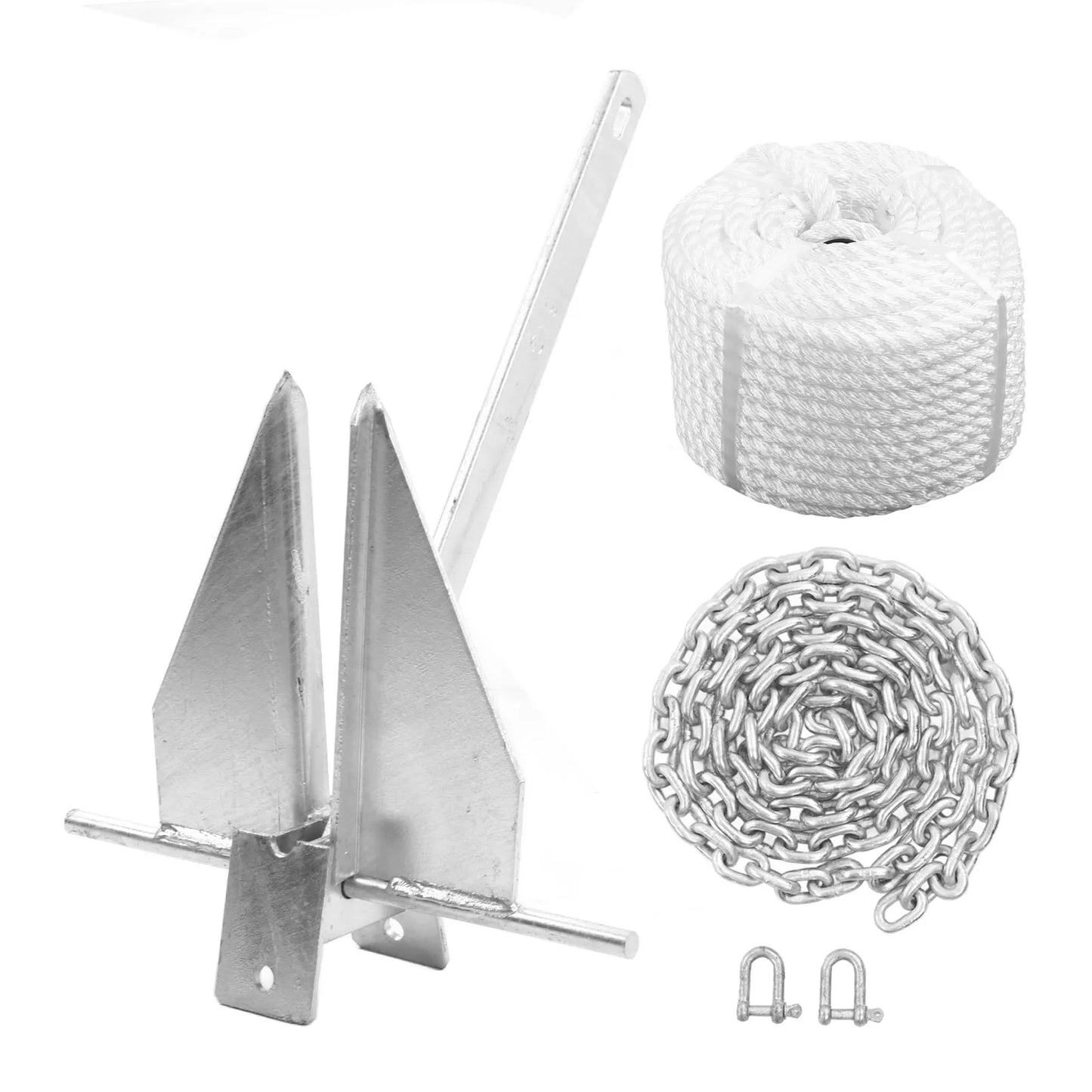 Anchor Kit 13lb Carbon Steel Fluke Boat Nylon Rope Chain