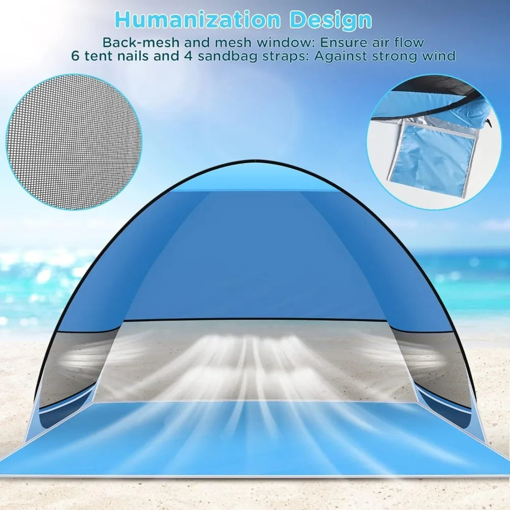Pop Up Portable Beach Canopy Sun Shade Shelter For 2 People