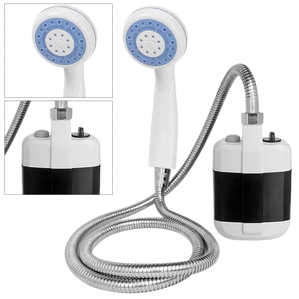 Portable Electric Rechargeable Spray Camp Shower Head with 1.5M Hose Multiple Camping Spray Pump Shower for Hiking Beach Travel