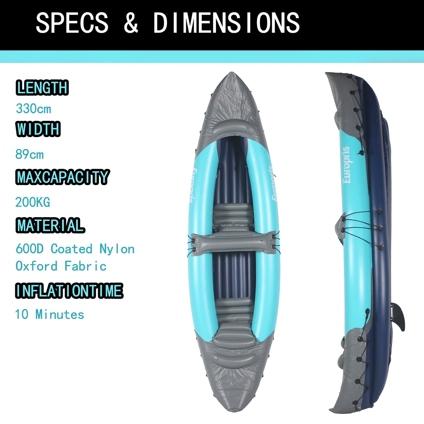 Inflatable Two Person Kayak for Fishing with Paddles