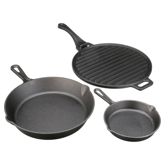 Cast Iron Skillet Set Four Piece Griddle Preseasoned