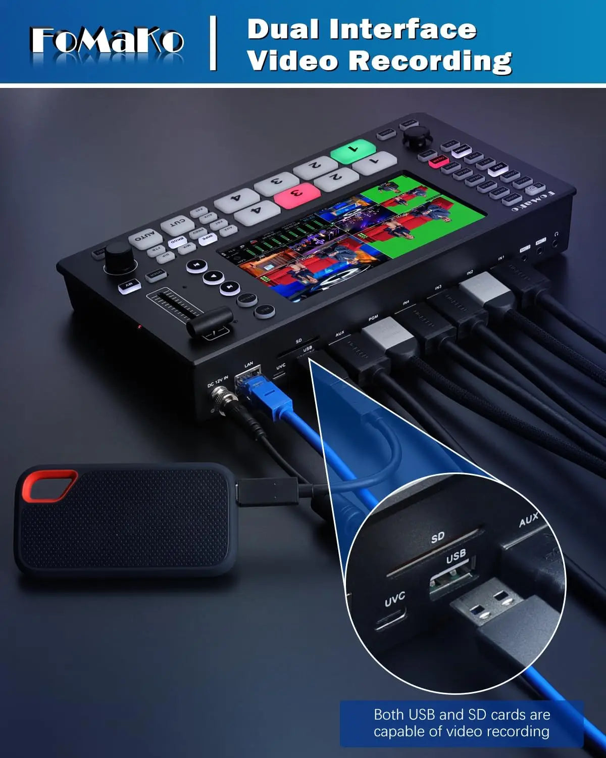 FoMaKo NDI PTZ Camera 30X Optical Zoom AI AutoTrack Gen 3