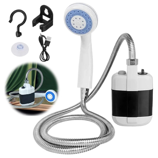 Portable Electric Rechargeable Spray Camp Shower Head with 1.5M Hose Multiple Camping Spray Pump Shower for Hiking Beach Travel