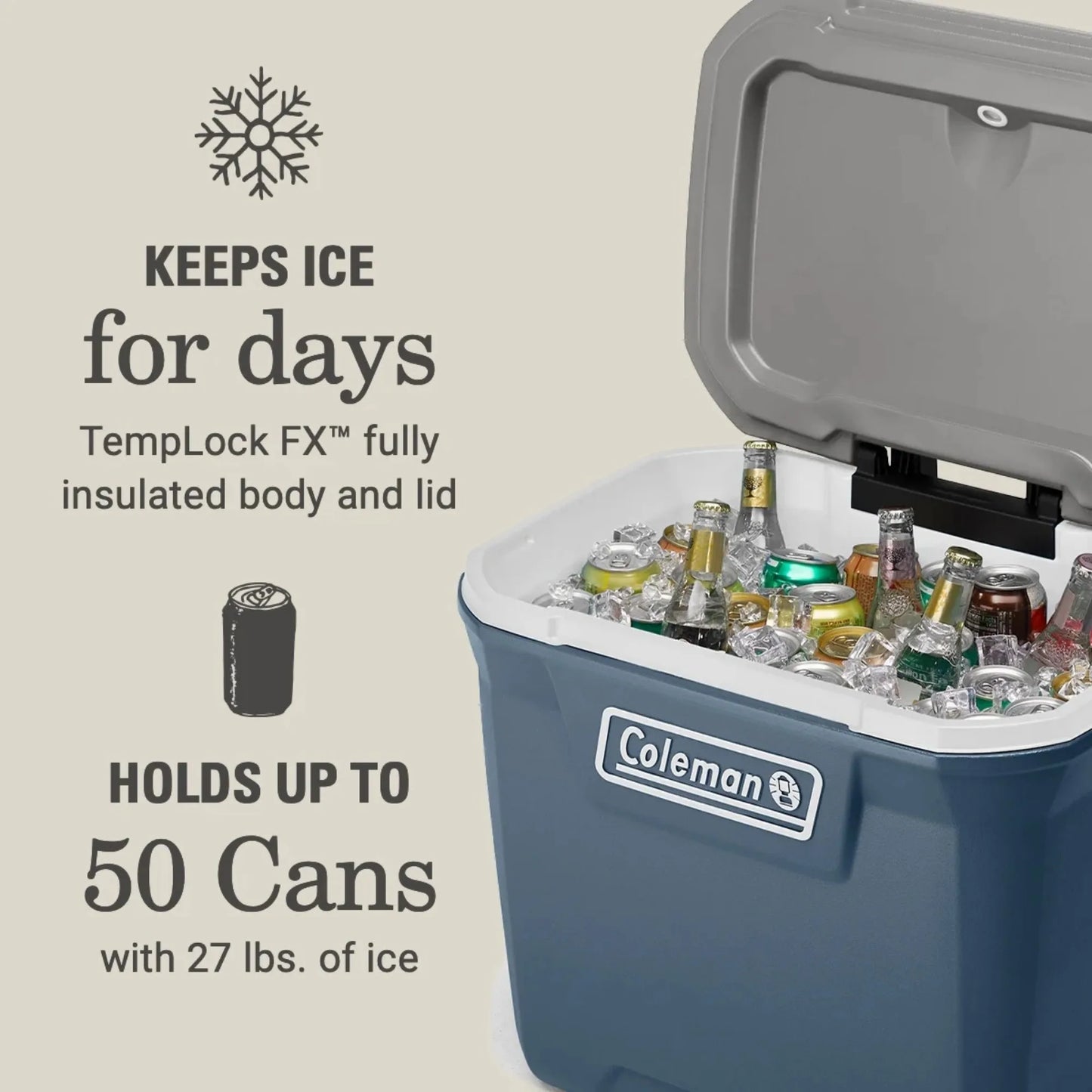 316 Series 60QT Ice Chest Rolling Cooler Lakeside Blue
