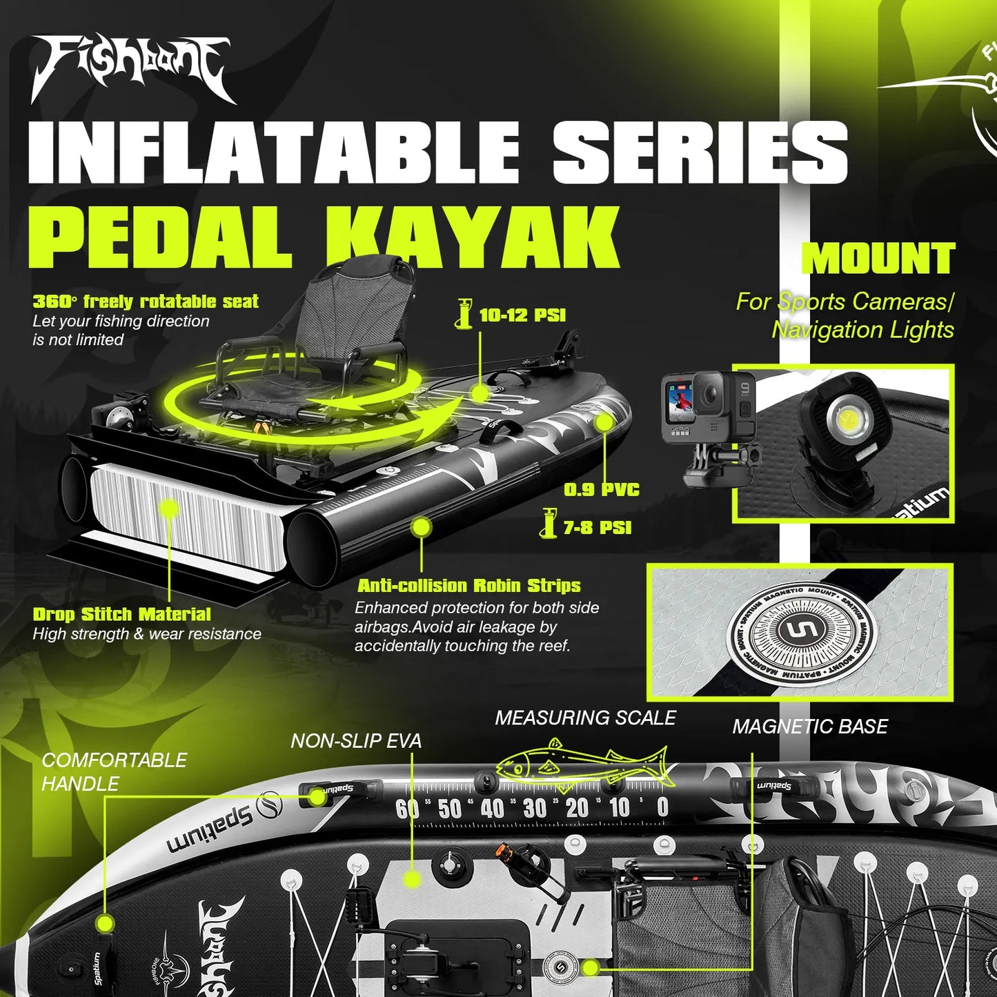 Spatium Fishing Kayak Pedal Drive Sit On Top Power System