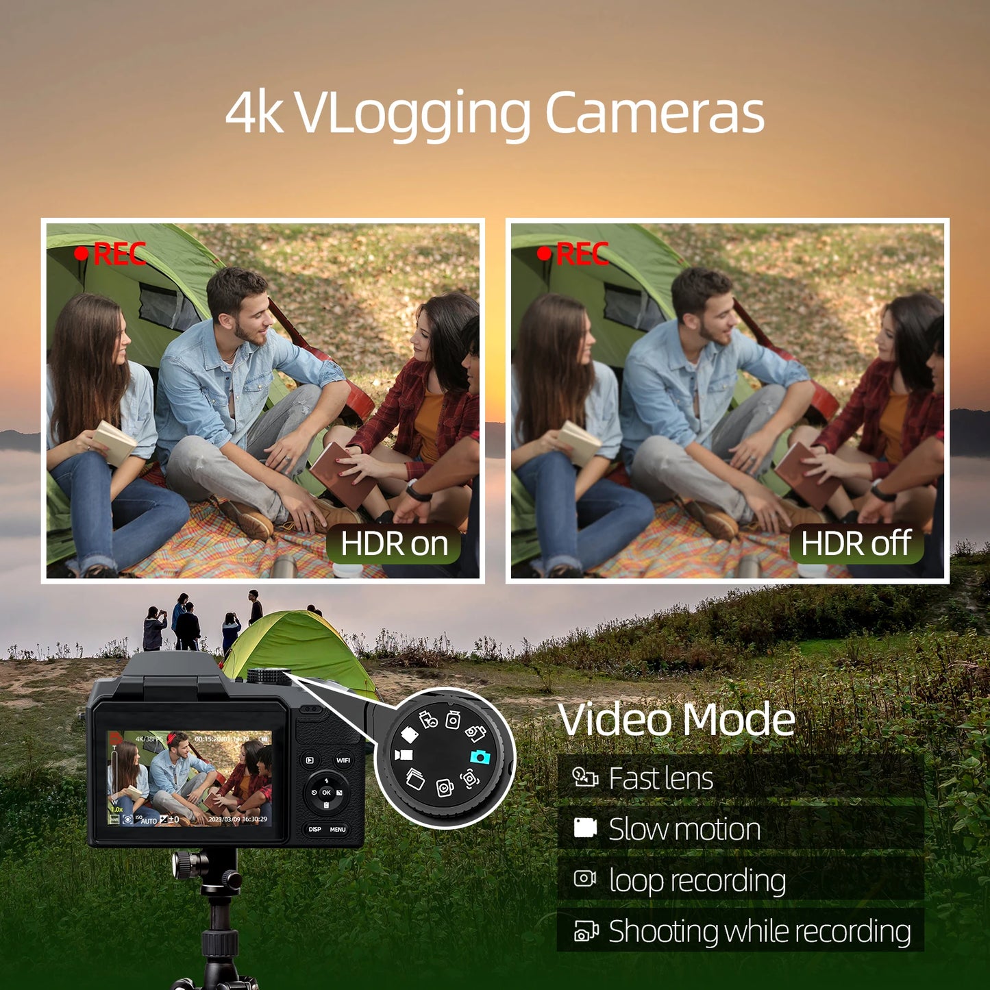 NBD 4K Digital Camera 64MP 16X Flip Screen for Beginners