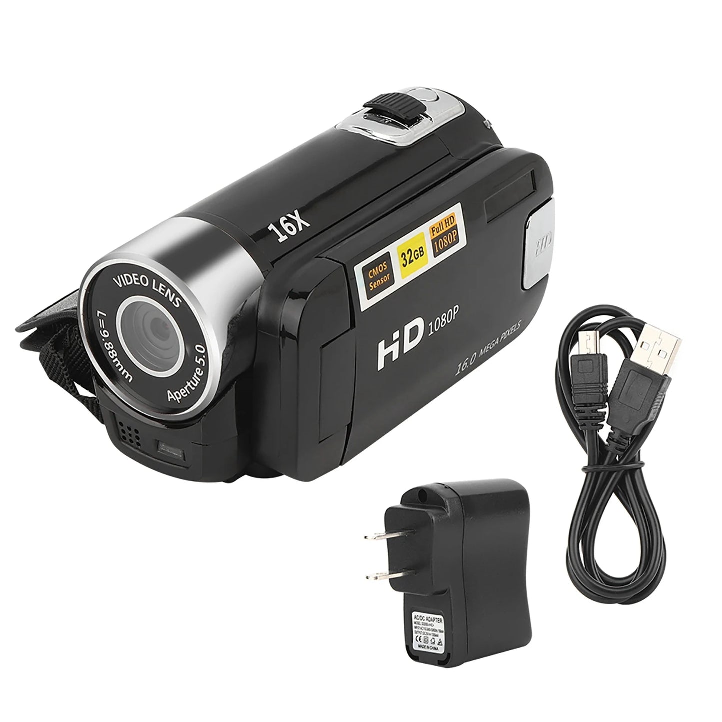 DH‑90 16X High Definition Camera Digital Zoom 2.7 Inch Colourful Display Screen Image Video Shooting Camcorder USB2.0 Interface