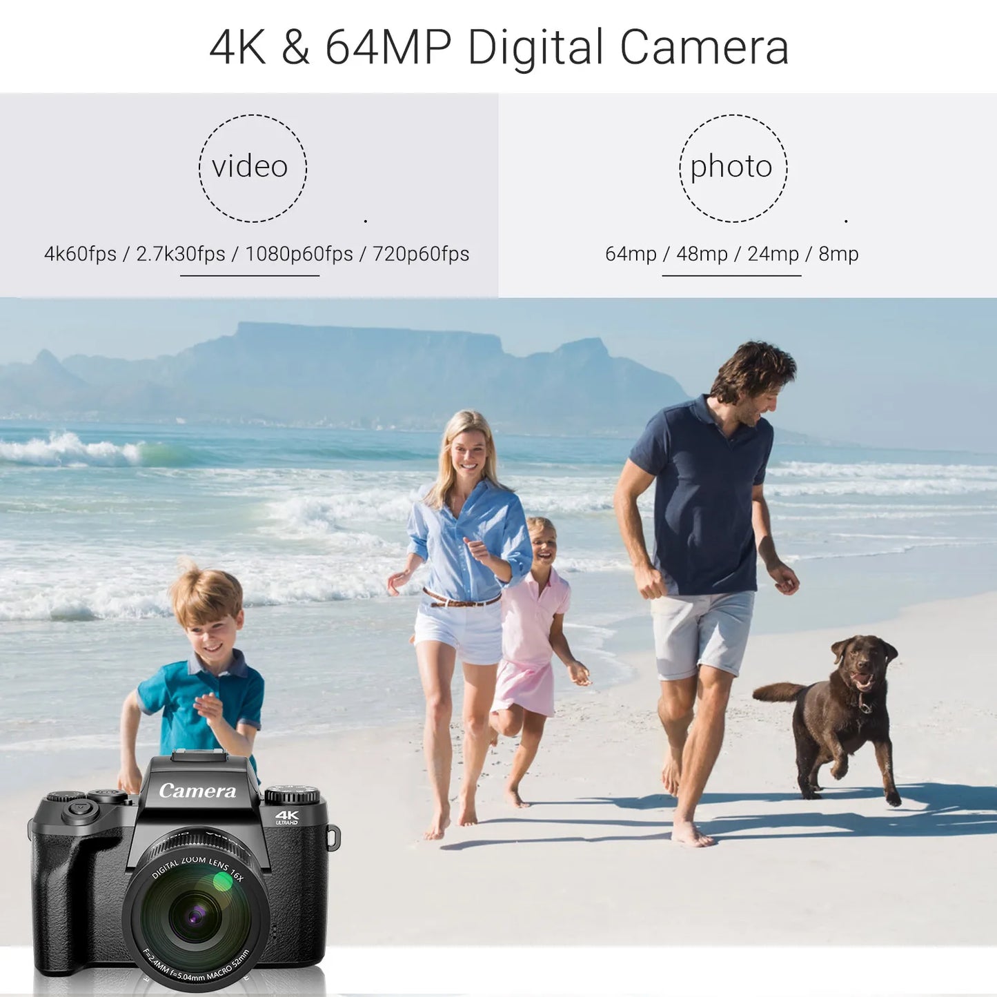 Gavonde 4K 64MP WiFi Vlogging Camera With Touch Screen