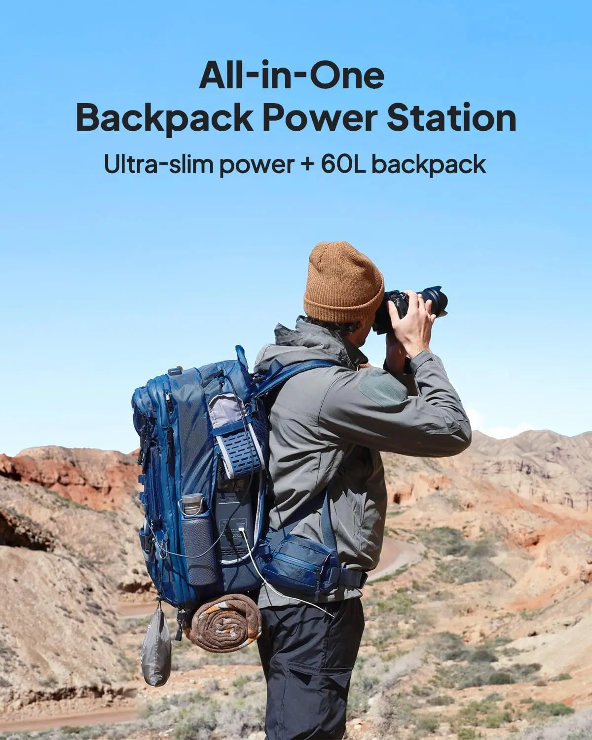 [US Plug] BLUETTI Handsfree 2 Solar Backpack Power Station, 512Wh 700W LiFePO4 Solar Generator, For Hiking, Photography, Travel
