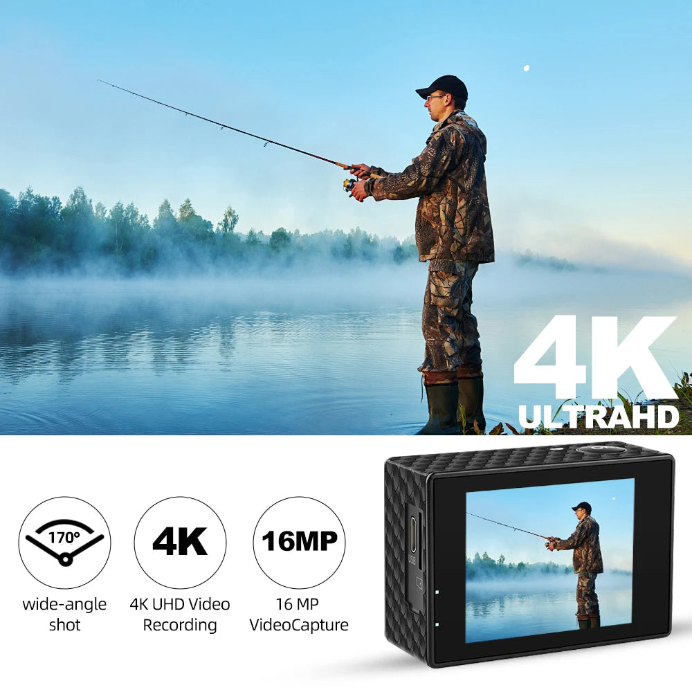 Action Camera Ultra HD 4K 30FPS 16MP Waterproof 30M WiFi