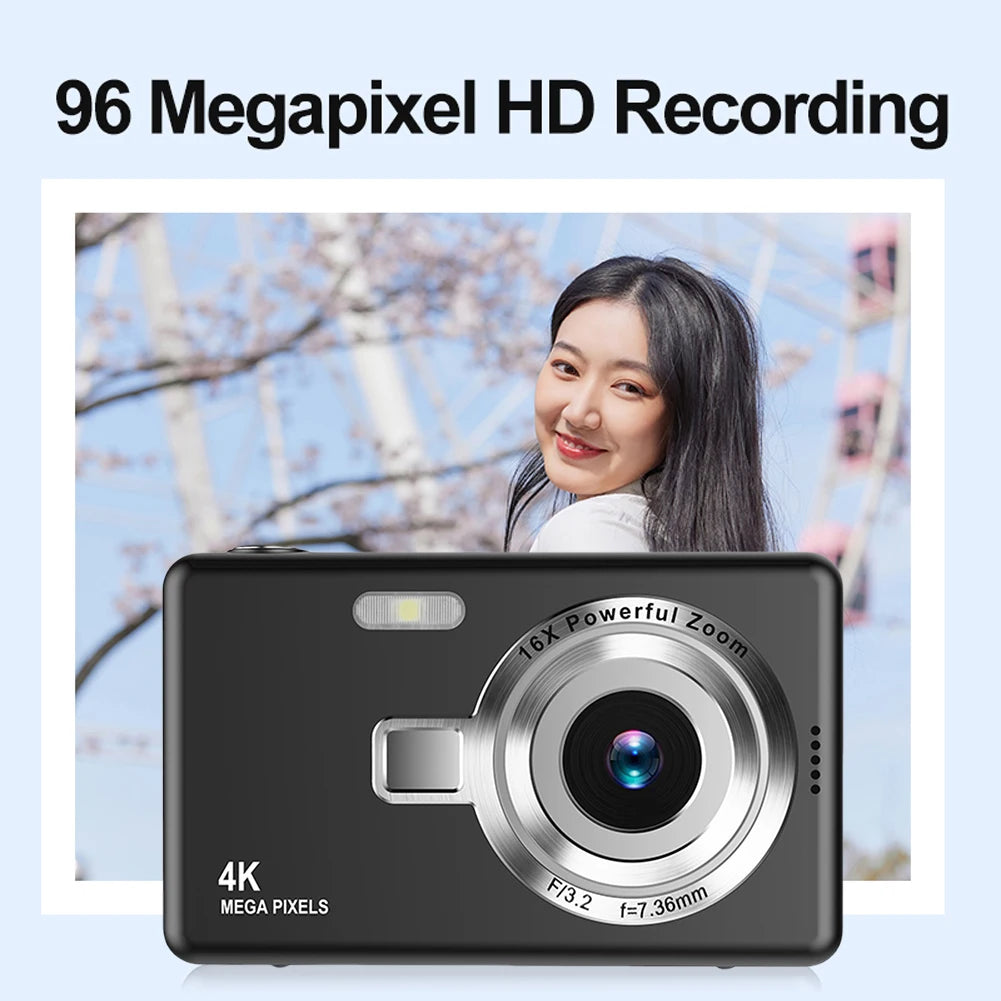 4K HD Digital Camera 96MP Autofocus Vlogging 2.4 Inch