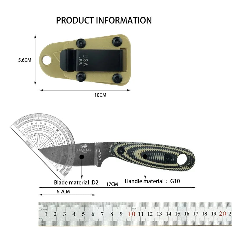 ESEE Izula Fixed Blade Knife With Sheath G10 Handle Outdoor