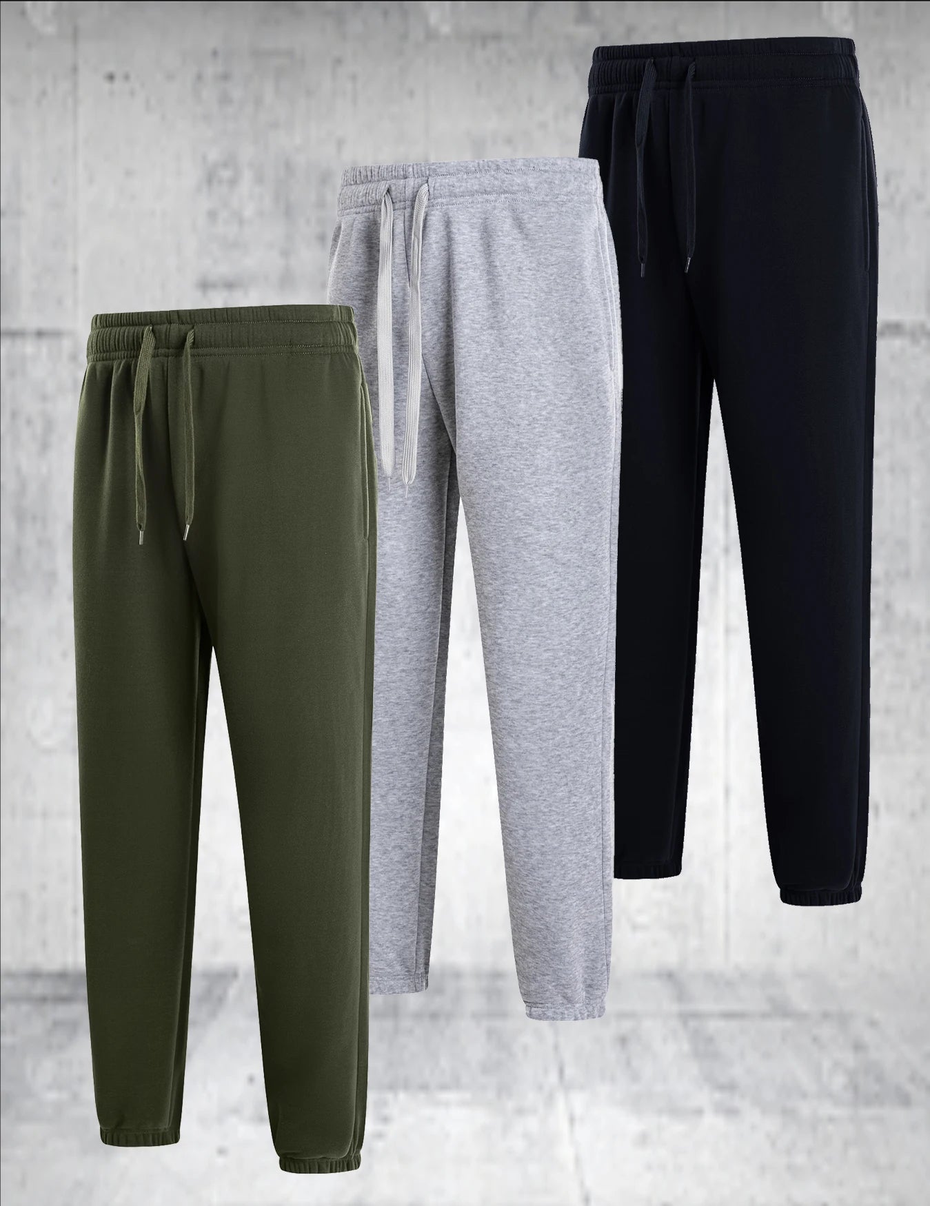Three Piece Mens Solid Color Casual Breathable Sports Pants