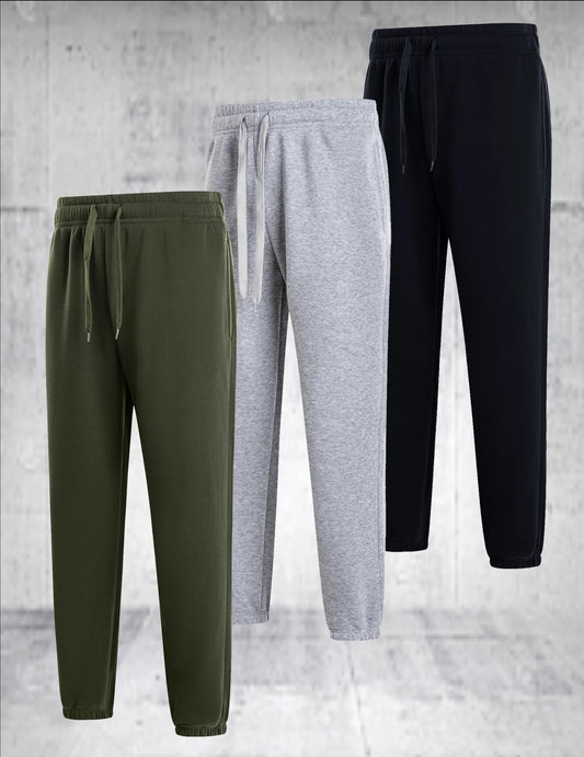 Three Piece Mens Solid Color Casual Breathable Sports Pants