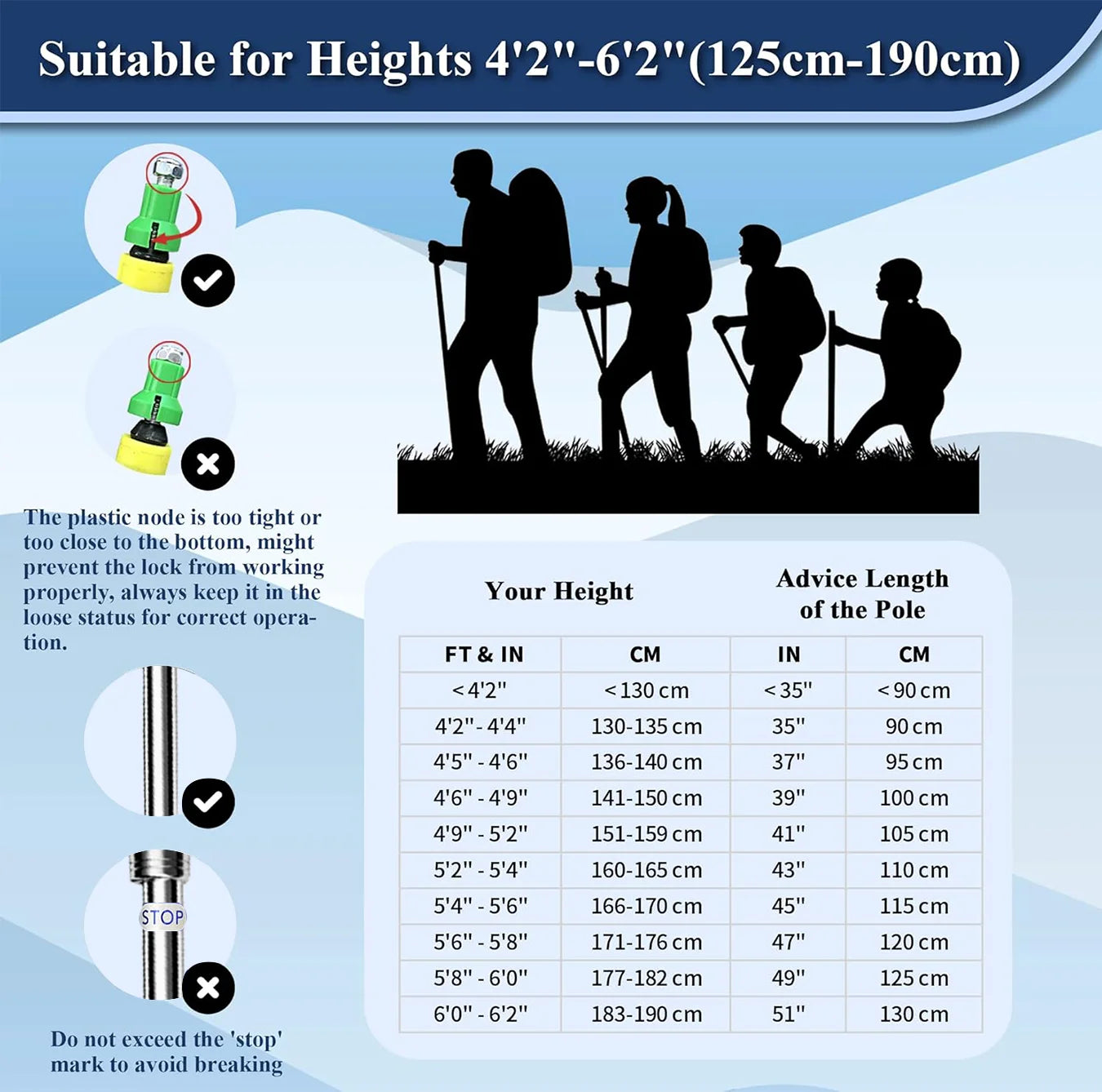 Multi-functional Trekking Pole Ultra-lightweight Adjustable Trekking Pole - Multi-purpose Foldable Hiking Aid (3 Sizes) Foldable