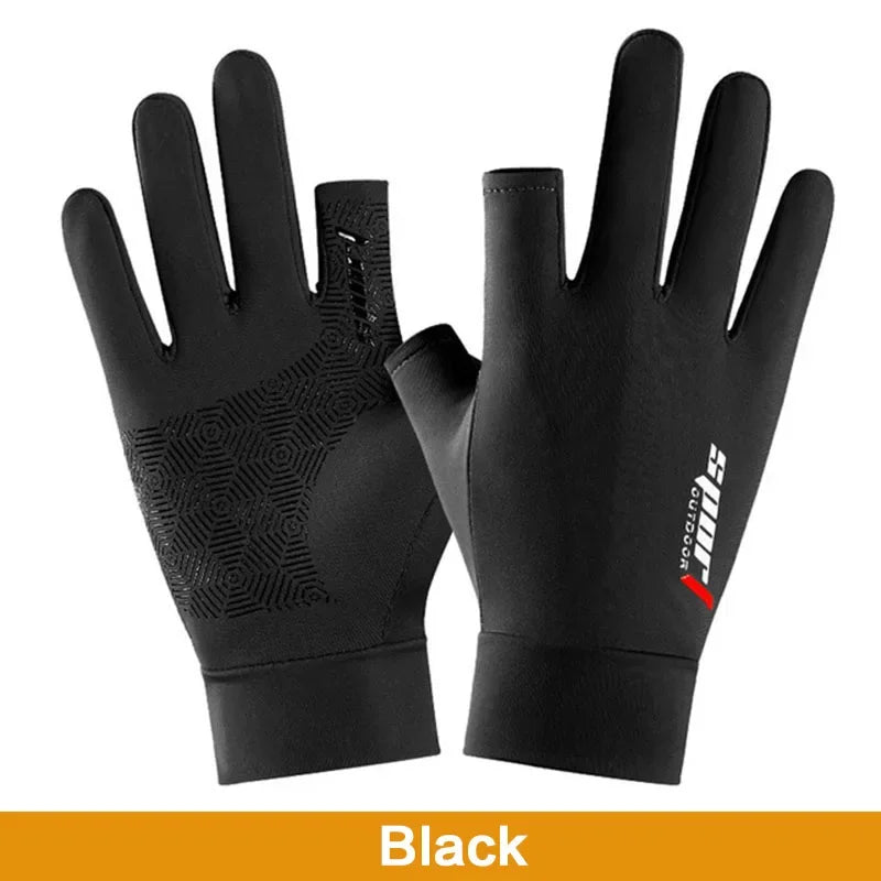 FLYSAND Anti-UV Men Women Fishing Gloves Sunscreen Antiskid Spring Summer Ice Cool Breathable Cycling Sport Gloves Fishing